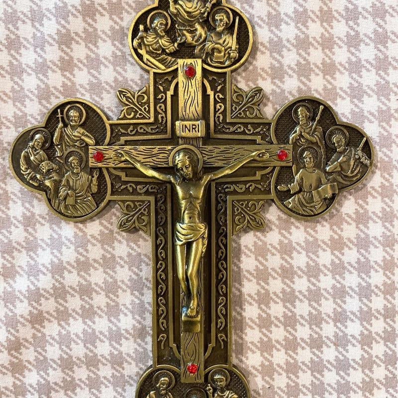 Antique Bronze INRI Catholic Religious Altar Standing Wall Crucifix Cross Church